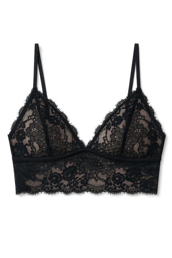 Women'secret Brasier bralette triangular de encaje negro negro