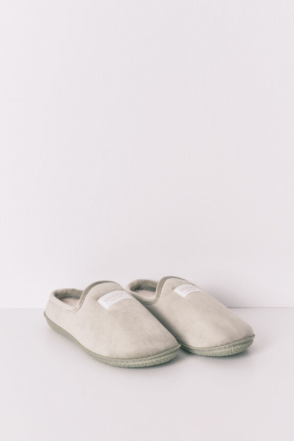 Womensecret Pantuflas para casa de velour verde kaki