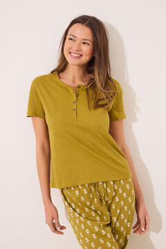 Womensecret Playera manga corta 100% algodón color caqui kaki