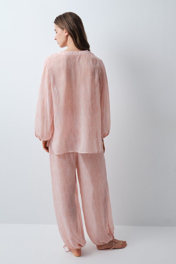 Women'secret Pijama larga pantal&oacute;n abullonado naranja