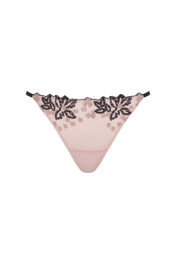 Women'secret Tanga de tul bordado negro negro