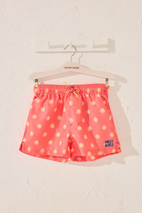 Womensecret Traje de baño para niño con estampado de emoticonos coral