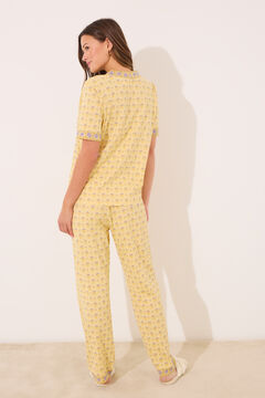 Womensecret Pijama estampado de flores amarillas 100% algodón estampado