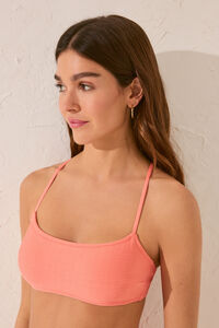 Womensecret Top de bikini plisado de tejido naranja naranja