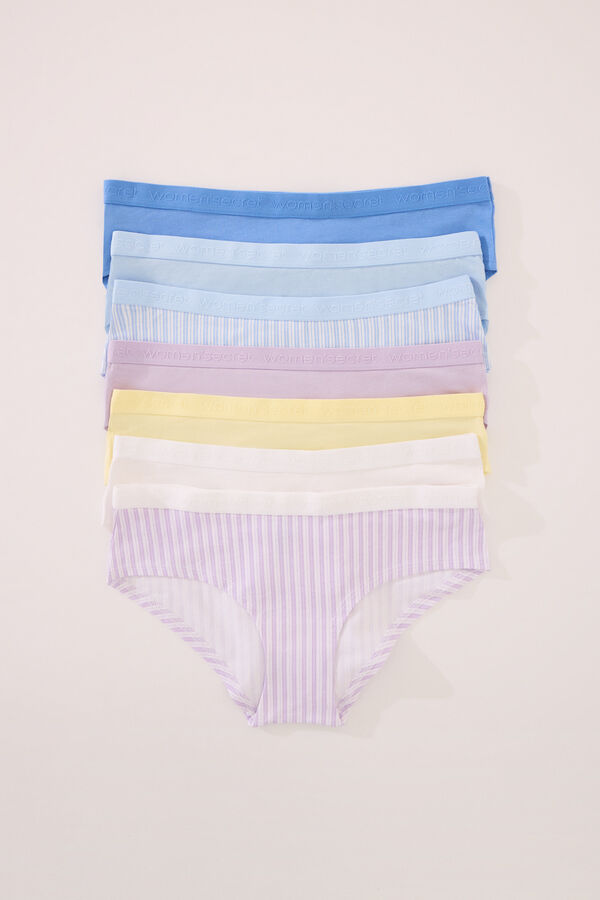 Womensecret Pack de 7 panties anchas de algodón estampado mixto estampado
