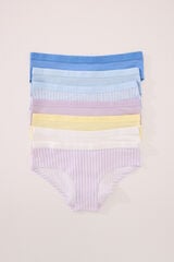 Womensecret Pack de 7 panties anchas de algodón estampado mixto estampado