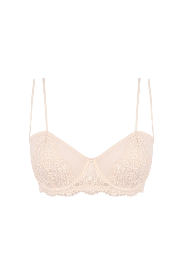 Women'secret PRETTY brasier balconette de encaje color piel café