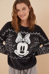 Womensecret Pijama larga polar pelo Minnie Mouse negro