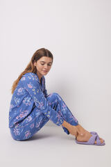 Womensecret Pijama camisera soft touch azul flores azul