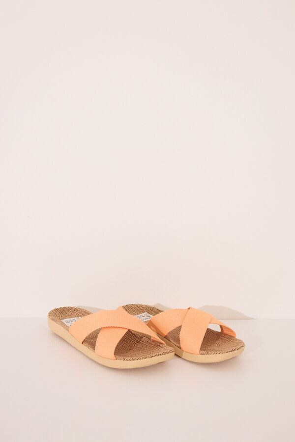 Womensecret Chanclas de rafia con tirantes cruzadas café