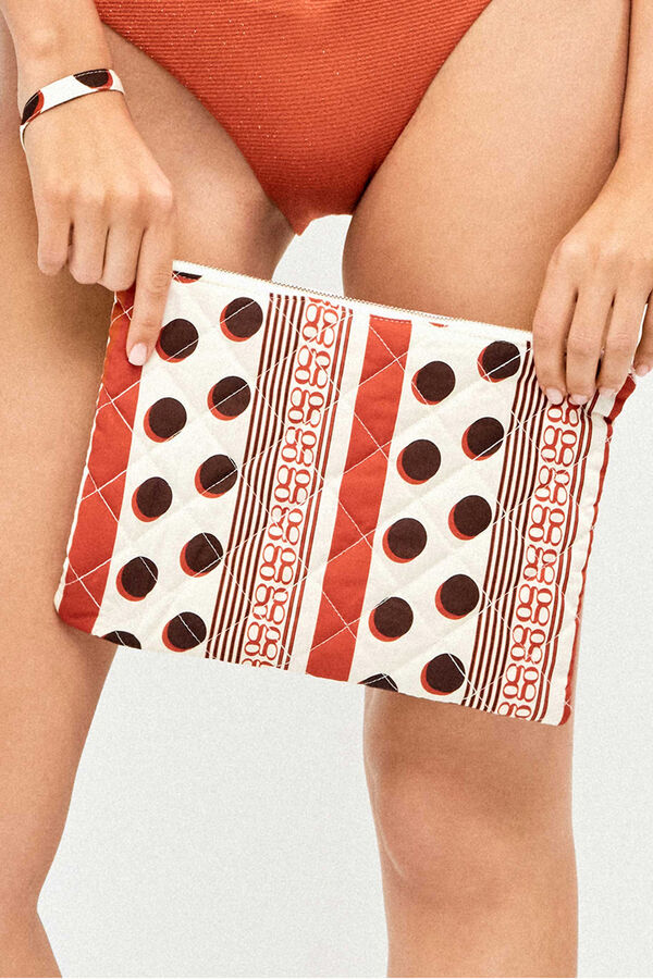 Gisela Bolsa neceser de mano estampado de puntos blanco