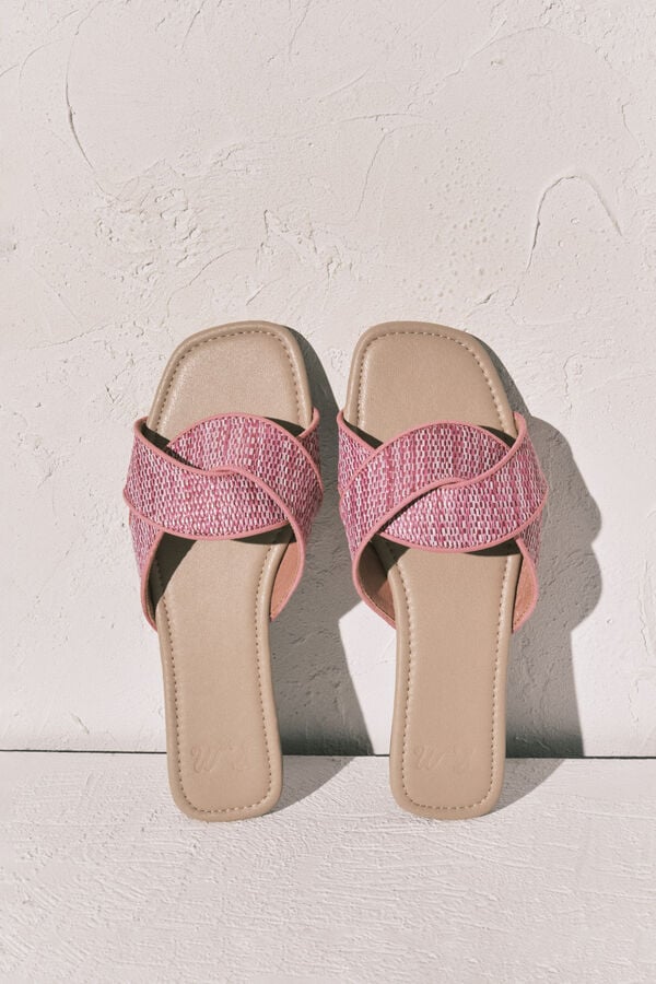 Women'secret Sandalias de pala de rafia lila rosa