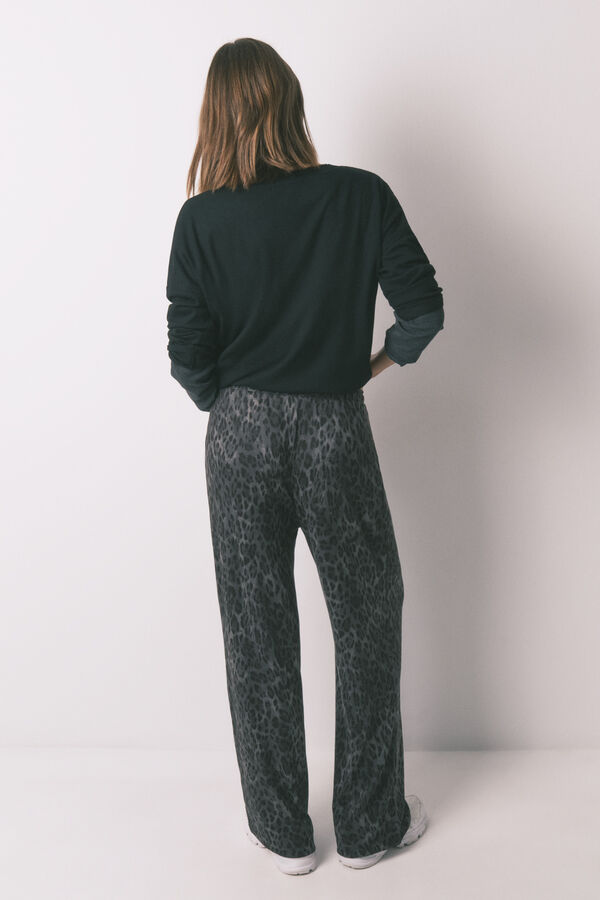 Women'secret Pantalón largo gris con estampado animal gris
