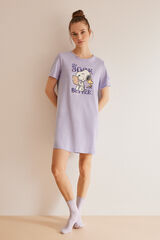 Womensecret Camisón 100% algodón lila Snoopy morado/lila