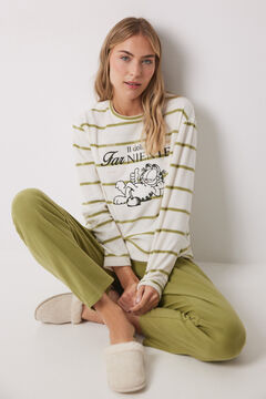 Womensecret Pijama larga de forro polar de Garfield marfil