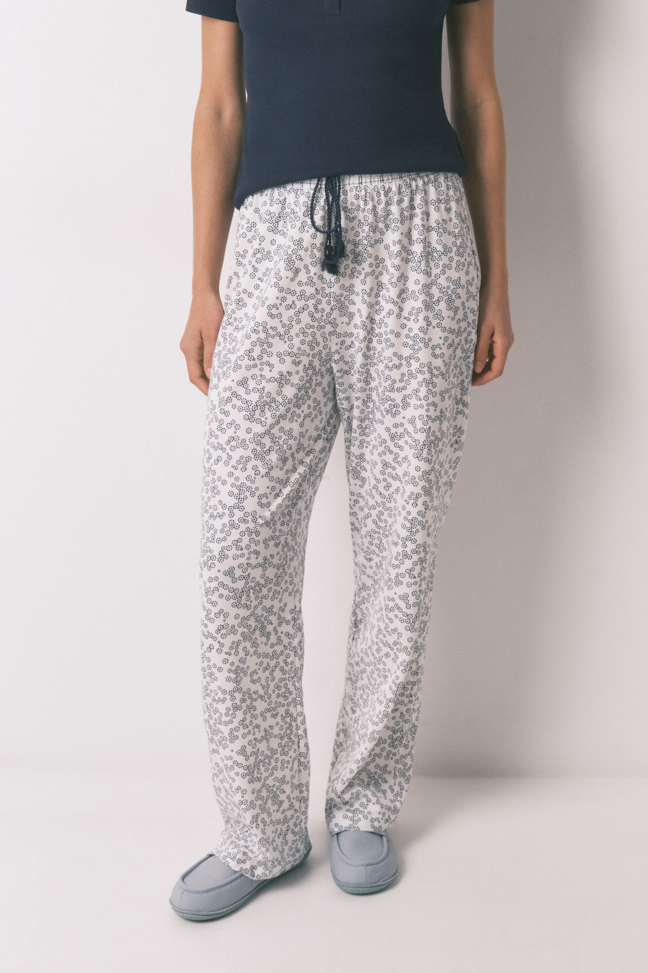 Women'secret Pantal&oacute;n largo de algod&oacute;n estampado floral