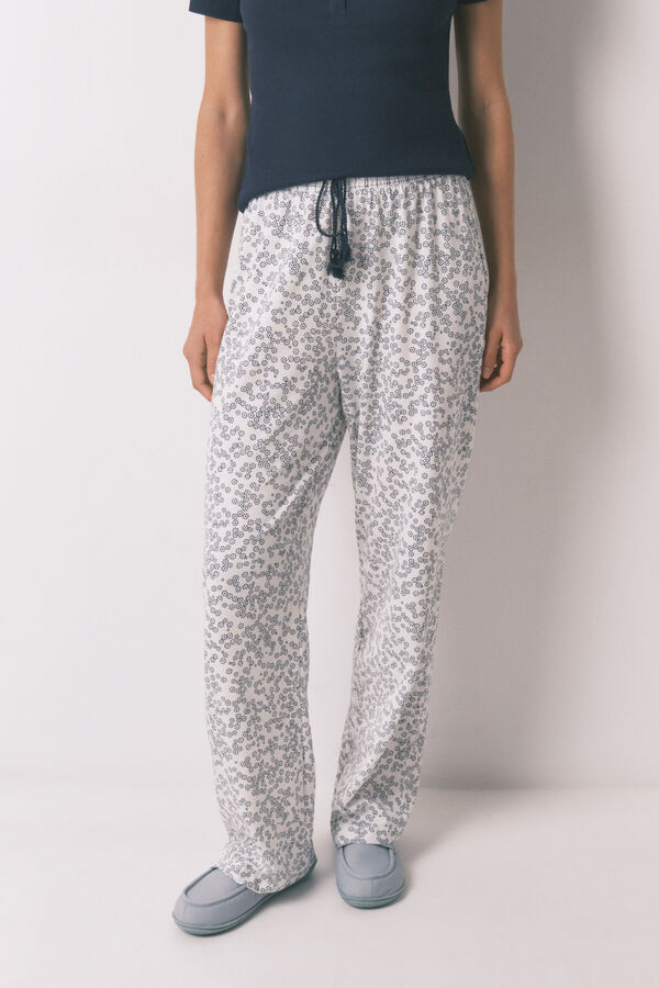 Women'secret Pantal&oacute;n largo de algod&oacute;n estampado floral estampado