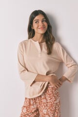 Women'secret Playera naranja de manga ¾ 100% algodón naranja