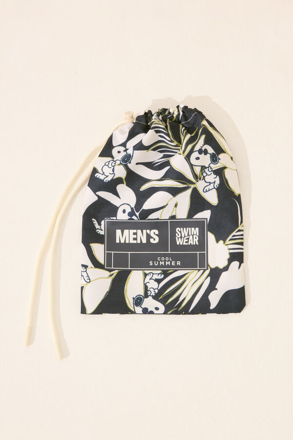 Womensecret Traje de baño de hombre con estampado tropical Snoopy negro