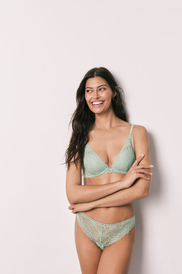 Women'secret Brasier halter con relleno de encaje verde INTUITIVE verde