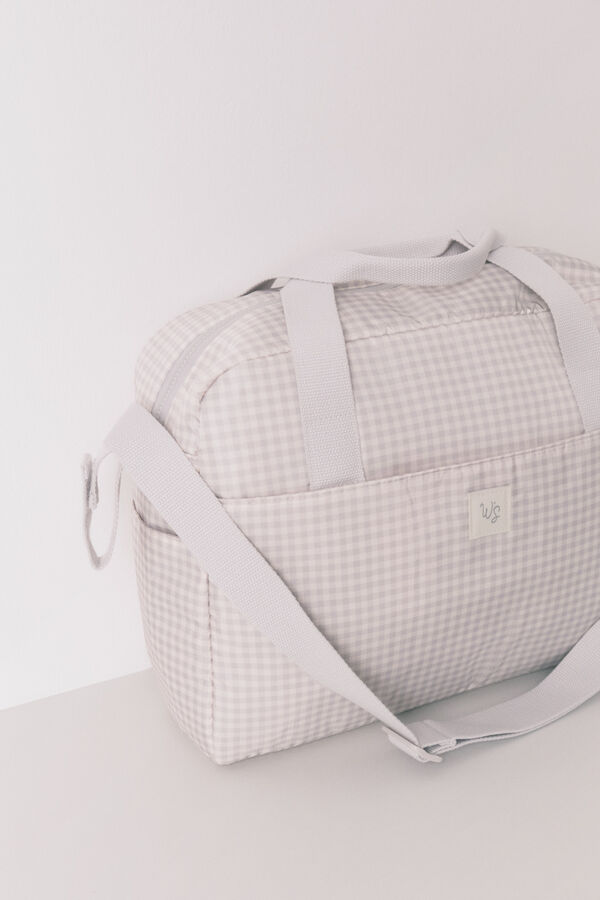 Womensecret Bolsa de premamá grande de cuadros vichy en gris oscuro . gris