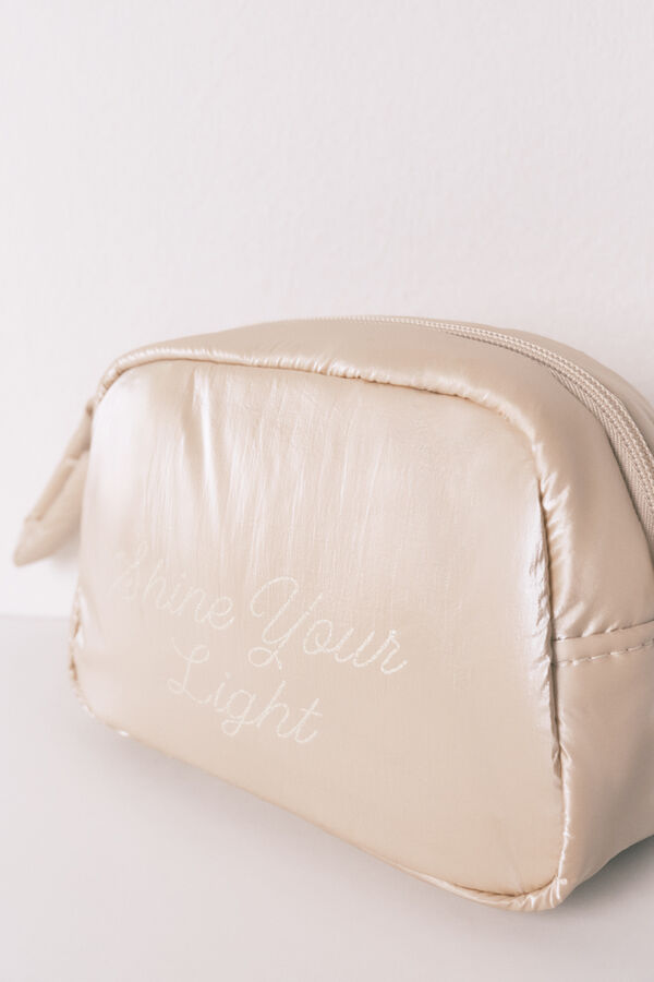 Women'secret Peque&ntilde;o neceser acolchado de color rosa satinado  marfil