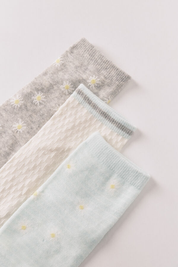 Women'secret Pack 3 calcetines cortos estampado de flores estampado