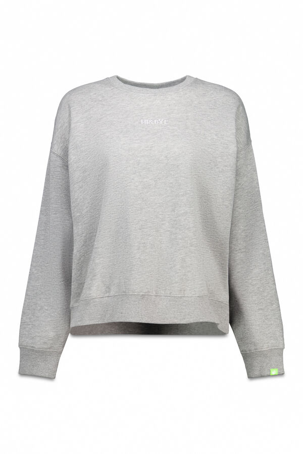 HI&BYE Sudadera de forro polar gris con logo gris