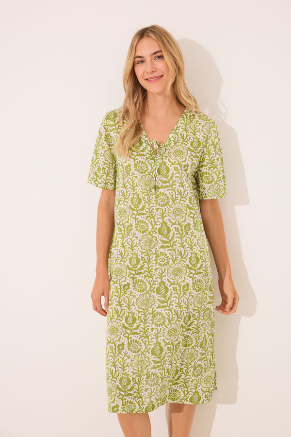 Womensecret Camisón de algodón con estampado floral estampado