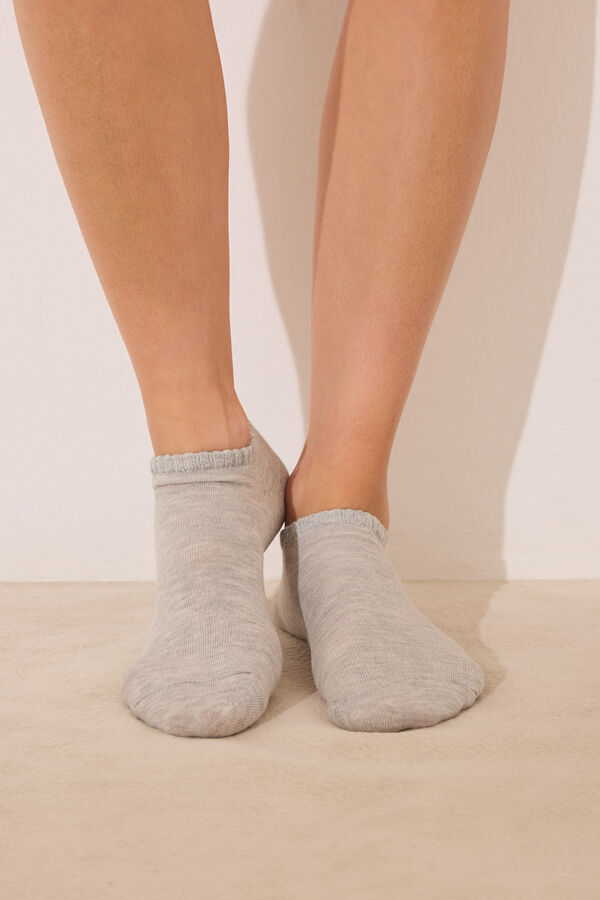 Womensecret Pack 3 calcetines cortos grises lurex gris