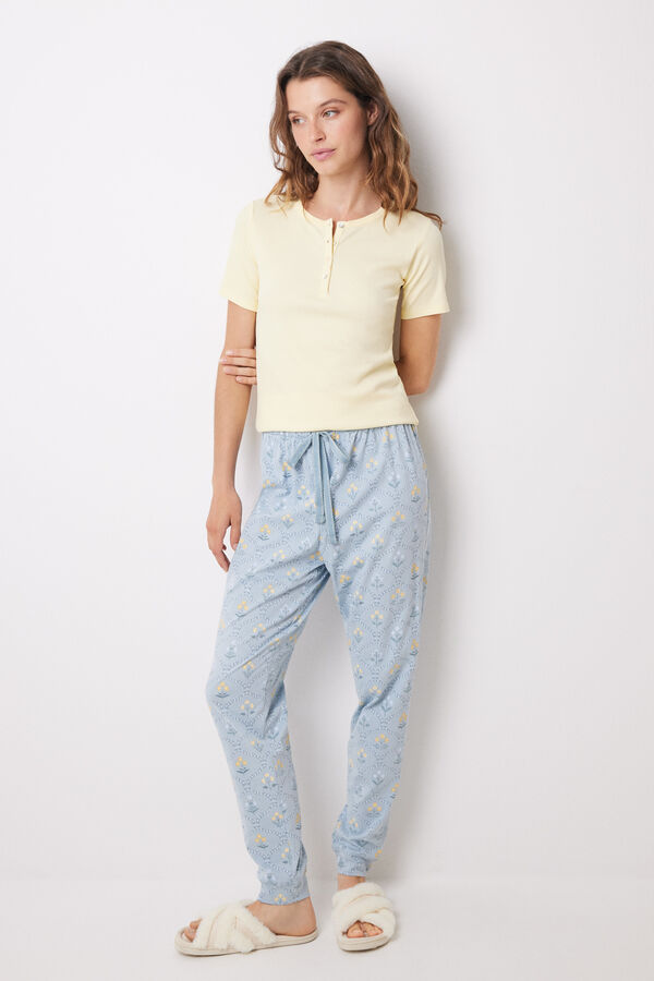 Womensecret Pijama algodón amarilla flores amarillo