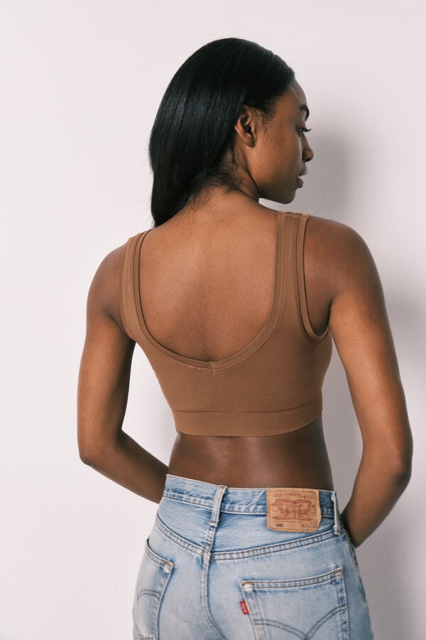 Women'secret COZY Top sin costuras marr&oacute;n chocolate  caf&eacute;