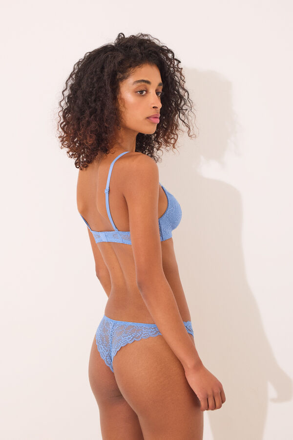 Womensecret Tanga de encaje azul azul