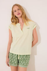 Womensecret Pijama de manga corta de algodón con estampado verde verde