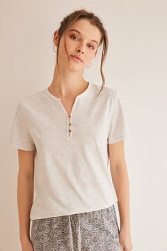 Womensecret Camiseta 100% algodón manga corta gris claro gris
