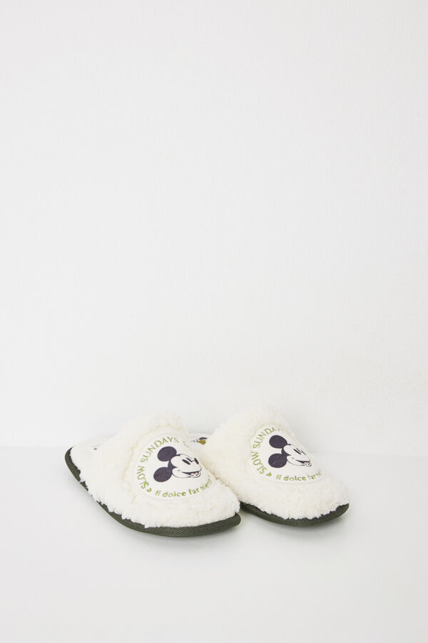 Womensecret Pantuflas para casa de piel de Mickey Mouse gris