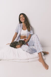 Women'secret Pijama camisera de algod&oacute;n a rayas y cerezas