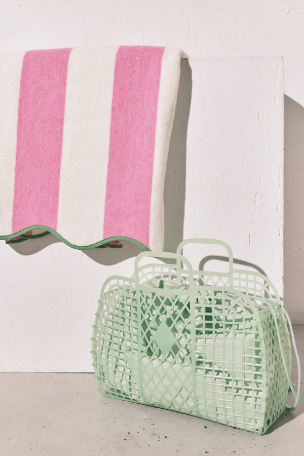 Women'secret Bolsa mediana jelly efecto de red verde verde