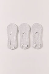 Women'secret Pack de 3 calcetines invisibles neutros gris