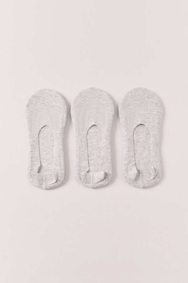 Women'secret Pack de 3 calcetines invisibles neutros gris