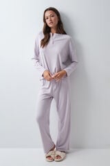 Women'secret Pijama larga de rayas malva morado/lila