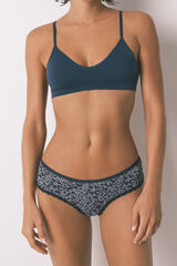 Women'secret Panty brasile&ntilde;o ancha con estampado de mini flores azules estampado