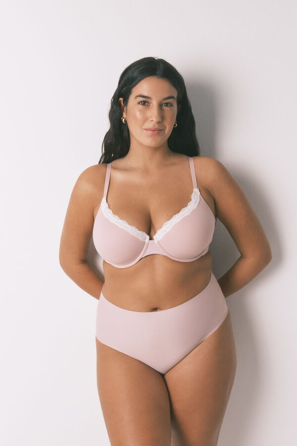 Women'secret Brasier clásica de algodón rosa BEAUTIFUL rosa