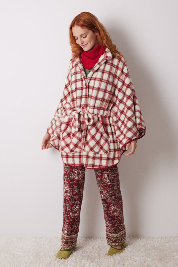 Womensecret Capa pelo suave estampado cuadros estampado