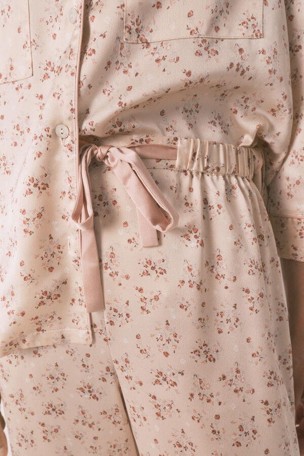 Womensecret Pijama camisera de satén rosa rosa