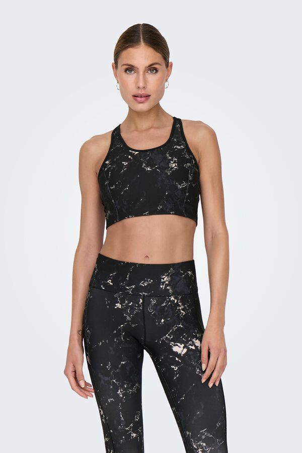 Only Play Brasier deportivo reversible negro/ estampado negro