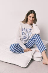 Women'secret Pijama larga Snoopy Happy de algod&oacute;n marfil