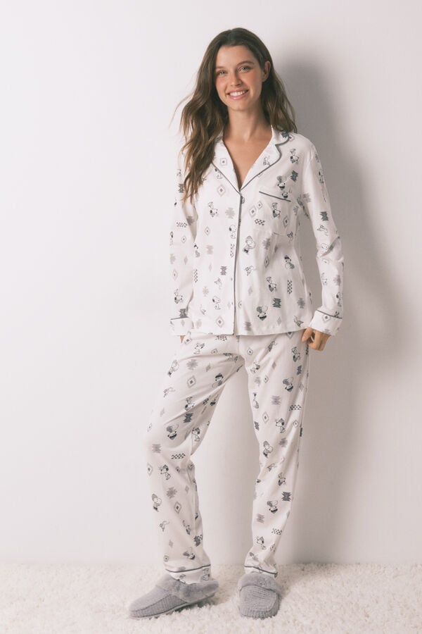Women'secret Pijama camisera de Snoopy 100% algodón blanco
