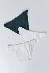 HI&BYE Pack de 3 panties cl&aacute;sica en color verde, blanco y verde claro. blanco