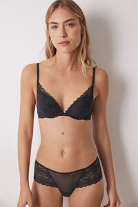 Womensecret Panty brasileño ancho encaje gris gris